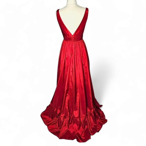 Mac Duggal Taffeta High Low Ruffle Gown in Red Size 2 New With Tag - Picture 9 of 14